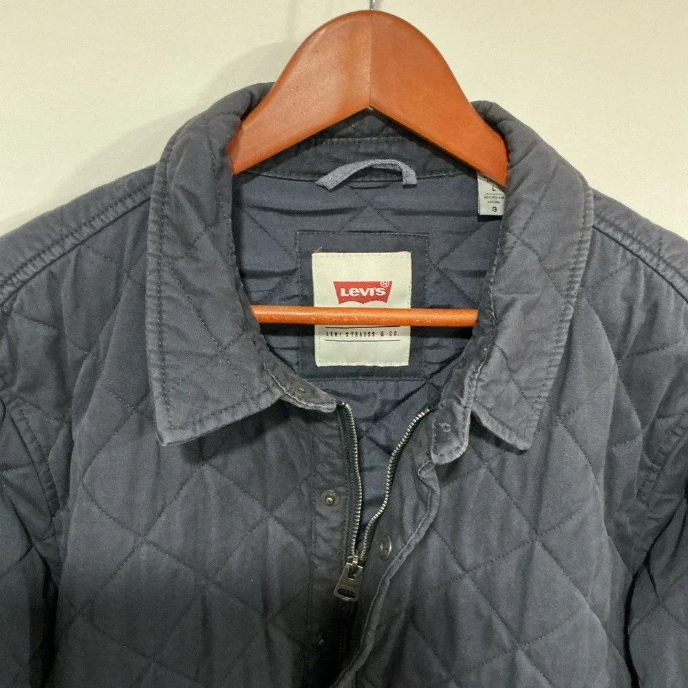 Levi's Men's Diamond Quilted Canvas Jacket, Blue, Large, Zip & Snap, Work, Farm